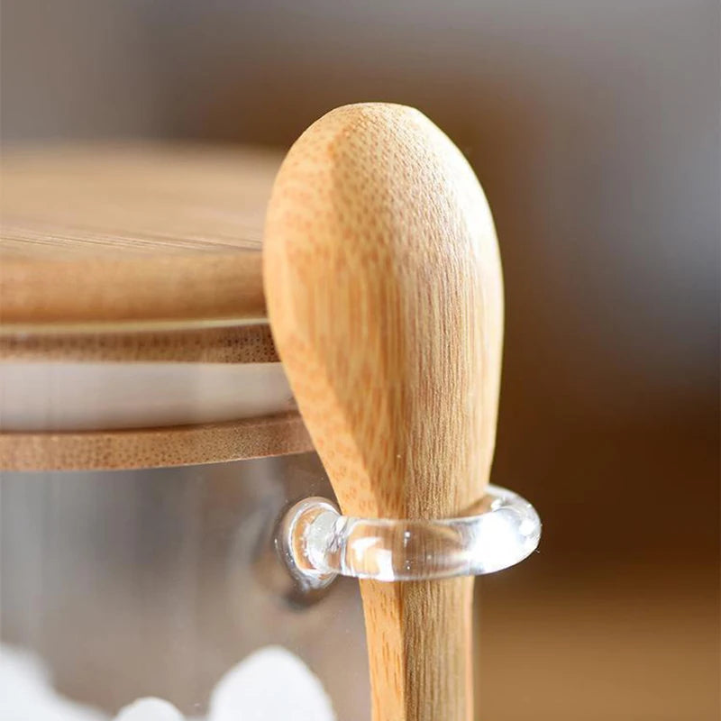 Food Storage Jars with Bamboo Lids and Spoon